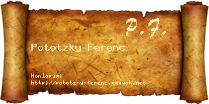 Pototzky Ferenc névjegykártya